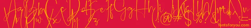 Belleson Font – Orange Fonts on Red Background