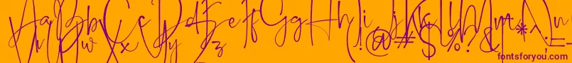 Belleson-Schriftart – Violette Schriften auf orangefarbenem Hintergrund