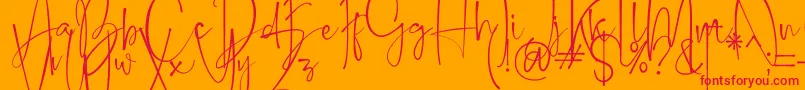 Belleson Font – Red Fonts on Orange Background