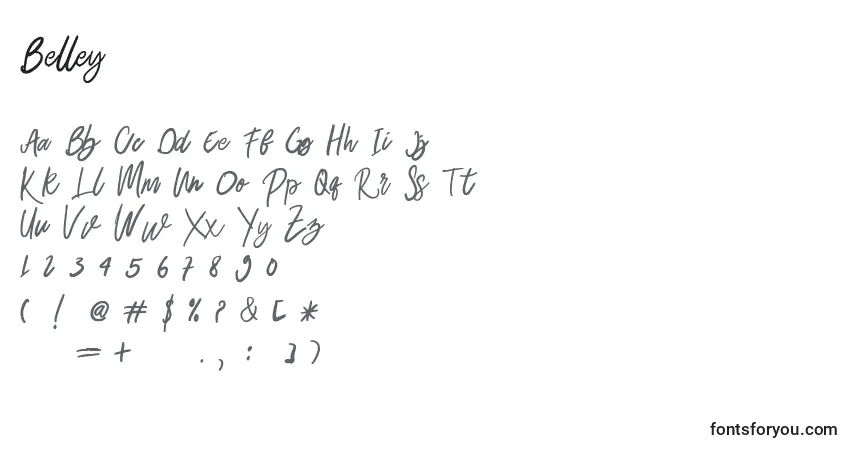Schriftart Belley (121037) – Alphabet, Zahlen, spezielle Symbole