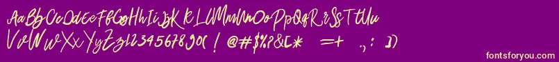 Belley Font – Yellow Fonts on Purple Background