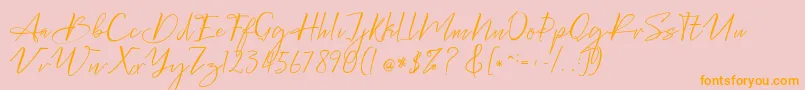 Bellgonate-Schriftart – Orangefarbene Schriften auf rosa Hintergrund