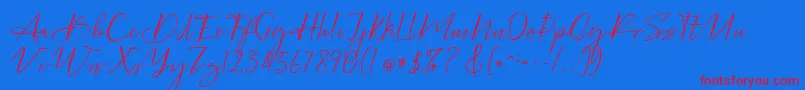 Bellgonate-Schriftart – Rote Schriften auf blauem Hintergrund