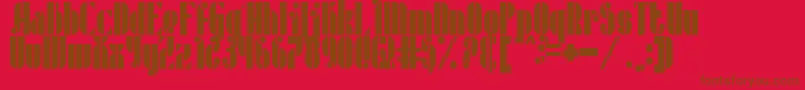 Metric-Schriftart – Braune Schriften auf rotem Hintergrund