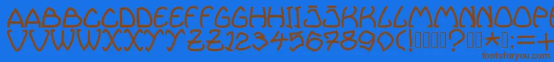 フォントBellhuy1891 – 茶色の文字が青い背景にあります。