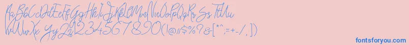 Bellievia Script-fontti – siniset fontit vaaleanpunaisella taustalla