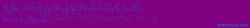 Bellievia Script-fontti – siniset fontit violetilla taustalla