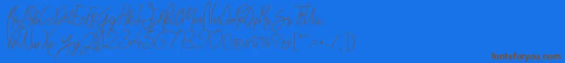 Czcionka Bellievia Script – brązowe czcionki na niebieskim tle