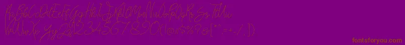 フォントBellievia Script – 紫色の背景に茶色のフォント