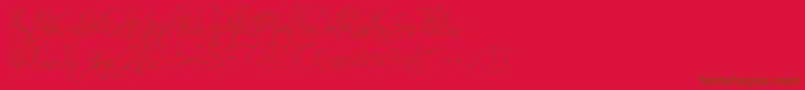 Bellievia Script-fontti – ruskeat fontit punaisella taustalla