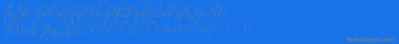 Fonte Bellievia Script – fontes cinzas em um fundo azul