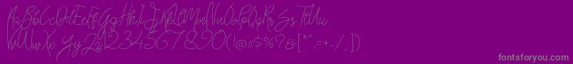 Bellievia Script-Schriftart – Graue Schriften auf violettem Hintergrund