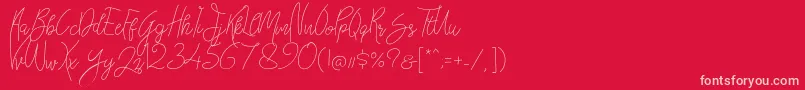 フォントBellievia Script – 赤い背景にピンクのフォント