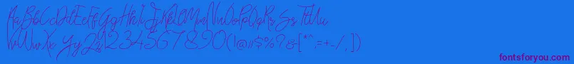 Bellievia Script-Schriftart – Violette Schriften auf blauem Hintergrund