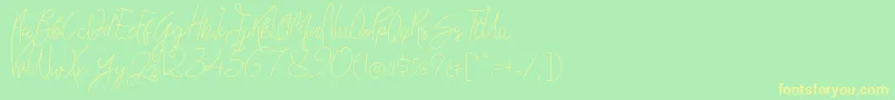 Bellievia Script-fontti – keltaiset fontit vihreällä taustalla