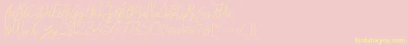 Fonte Bellievia Script – fontes amarelas em um fundo rosa