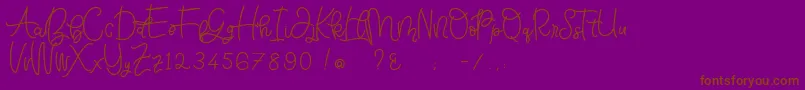 Bellinda Script-Schriftart – Braune Schriften auf violettem Hintergrund