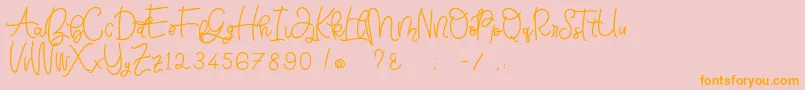 Bellinda Script-Schriftart – Orangefarbene Schriften auf rosa Hintergrund