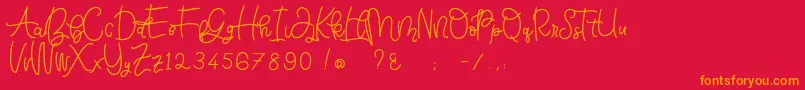 Bellinda Script Font – Orange Fonts on Red Background