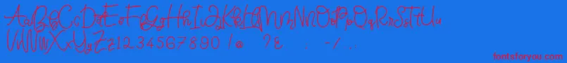 Bellinda Script-Schriftart – Rote Schriften auf blauem Hintergrund