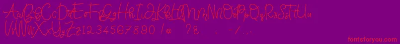 Bellinda Script-Schriftart – Rote Schriften auf violettem Hintergrund