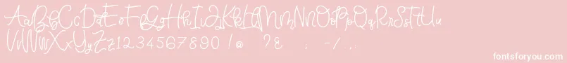 Bellinda Script-Schriftart – Weiße Schriften auf rosa Hintergrund