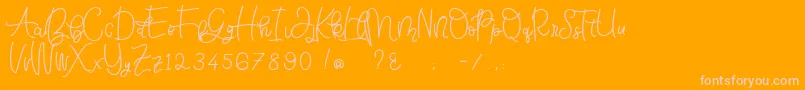 Bellinda Script-Schriftart – Rosa Schriften auf orangefarbenem Hintergrund