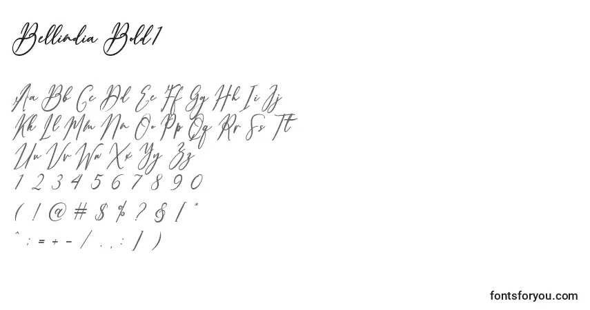 Schriftart Bellindia Bold1 (121045) – Alphabet, Zahlen, spezielle Symbole