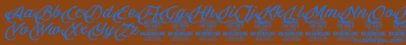 Bellino PERSONAL USE ONLY Font – Blue Fonts on Brown Background