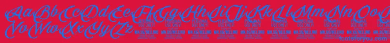 Weitere Informationen zur Bellino PERSONAL USE ONLY-Schriftart Bellino PERSONAL USE ONLY-Schriftart – Blaue Schriften auf rotem Hintergrund