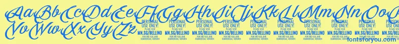 Bellino PERSONAL USE ONLY-fontti – siniset fontit keltaisella taustalla