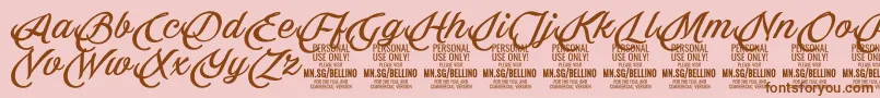 Bellino PERSONAL USE ONLY-Schriftart – Braune Schriften auf rosa Hintergrund