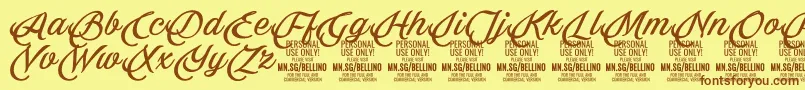 Шрифт Bellino PERSONAL USE ONLY – коричневые шрифты на жёлтом фоне