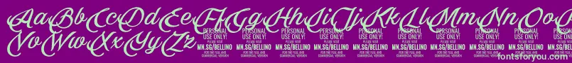 Bellino PERSONAL USE ONLY-Schriftart – Grüne Schriften auf violettem Hintergrund