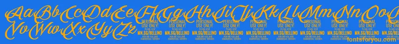 Fonte Bellino PERSONAL USE ONLY – fontes laranjas em um fundo azul