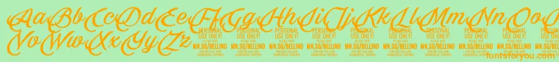 Bellino PERSONAL USE ONLY-Schriftart – Orangefarbene Schriften auf grünem Hintergrund