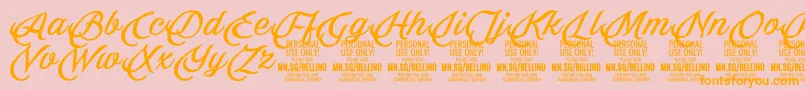 Bellino PERSONAL USE ONLY-Schriftart – Orangefarbene Schriften auf rosa Hintergrund