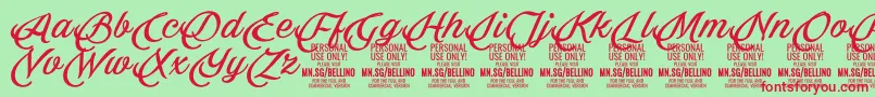 Bellino PERSONAL USE ONLY Font – Red Fonts on Green Background