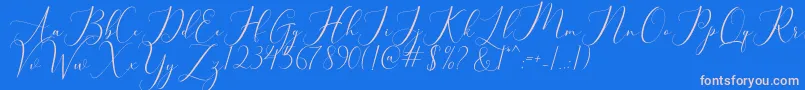 bellisa-Schriftart – Rosa Schriften auf blauem Hintergrund