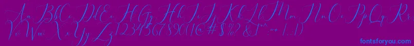 bellisa-Schriftart – Blaue Schriften auf violettem Hintergrund