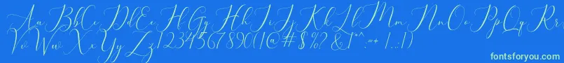 bellisa Font – Green Fonts on Blue Background