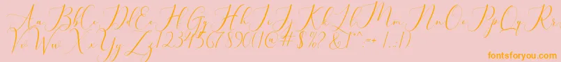 bellisa-Schriftart – Orangefarbene Schriften auf rosa Hintergrund