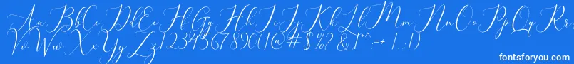 bellisa-Schriftart – Weiße Schriften auf blauem Hintergrund