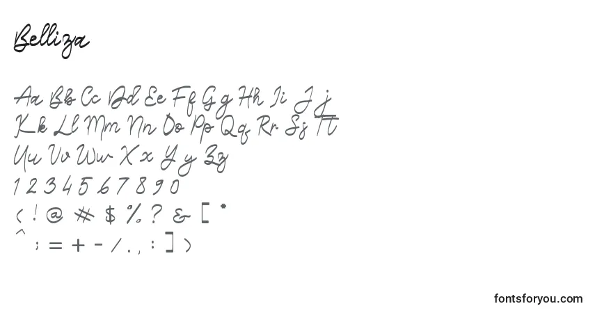 Schriftart Belliza – Alphabet, Zahlen, spezielle Symbole