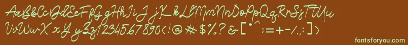 Belliza Font – Green Fonts on Brown Background