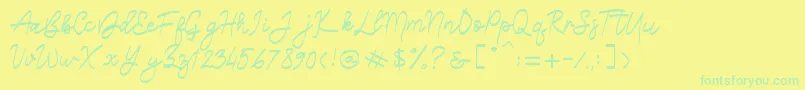 Czcionka Belliza – zielone czcionki na żółtym tle