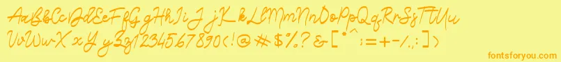 Belliza Font – Orange Fonts on Yellow Background