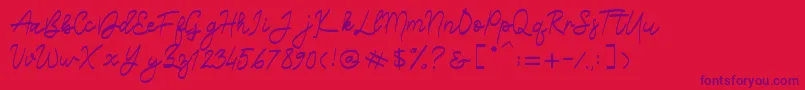 Belliza Font – Purple Fonts on Red Background
