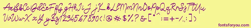 Belliza Font – Purple Fonts on Yellow Background