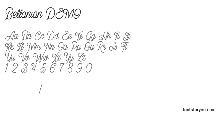 Czcionka Bellonion DEMO – alfabet, cyfry, specjalne znaki